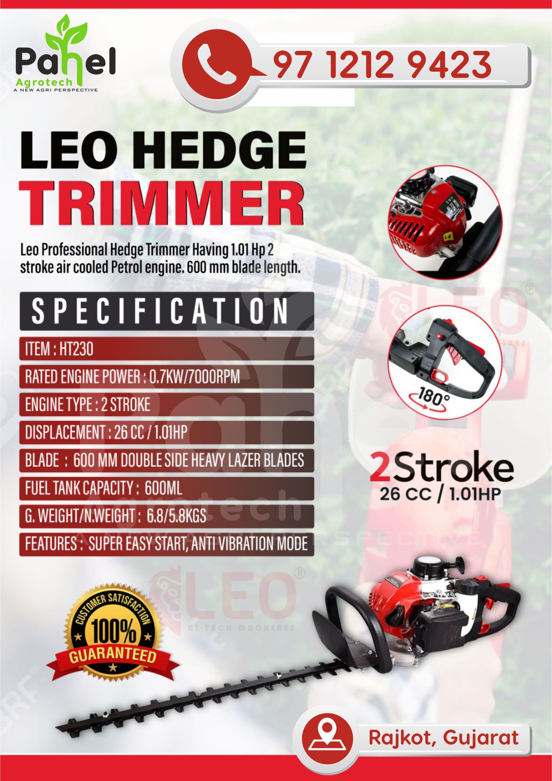 Pahel 26 CC 2 Stroke Petrol Engine Hedge Trimmer