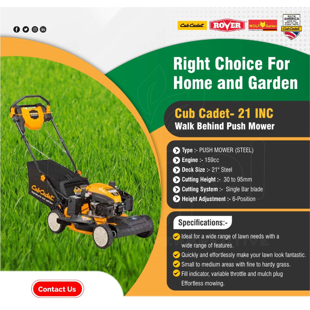 Cub Cadet 21 Inch Lawn Mower 159CC Petrol Operated