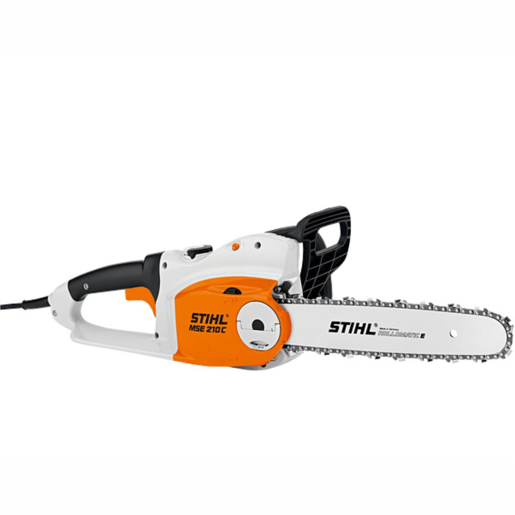 STIHL MSE 210 C-BQ electric chainsaw side view with 18-inch guide bar