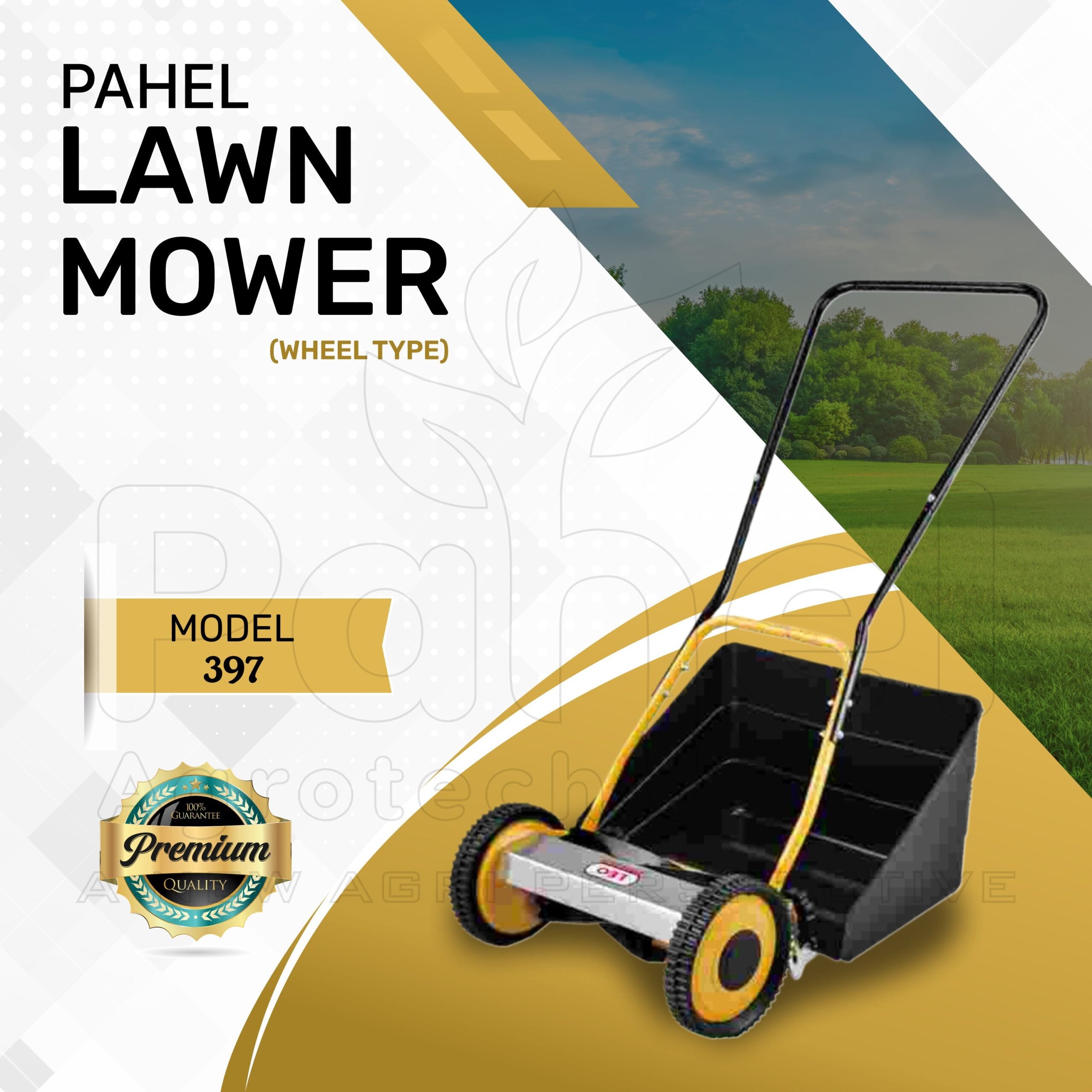 Pahel Manual Wheel Type Lawn Mower with Steel Gear