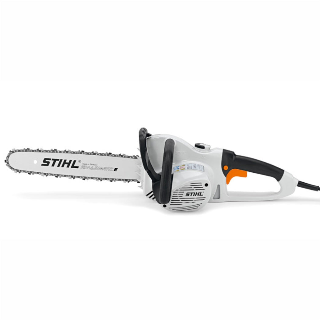 STIHL MSE 230 C-BQ electric chainsaw side view with 18-inch guide bar