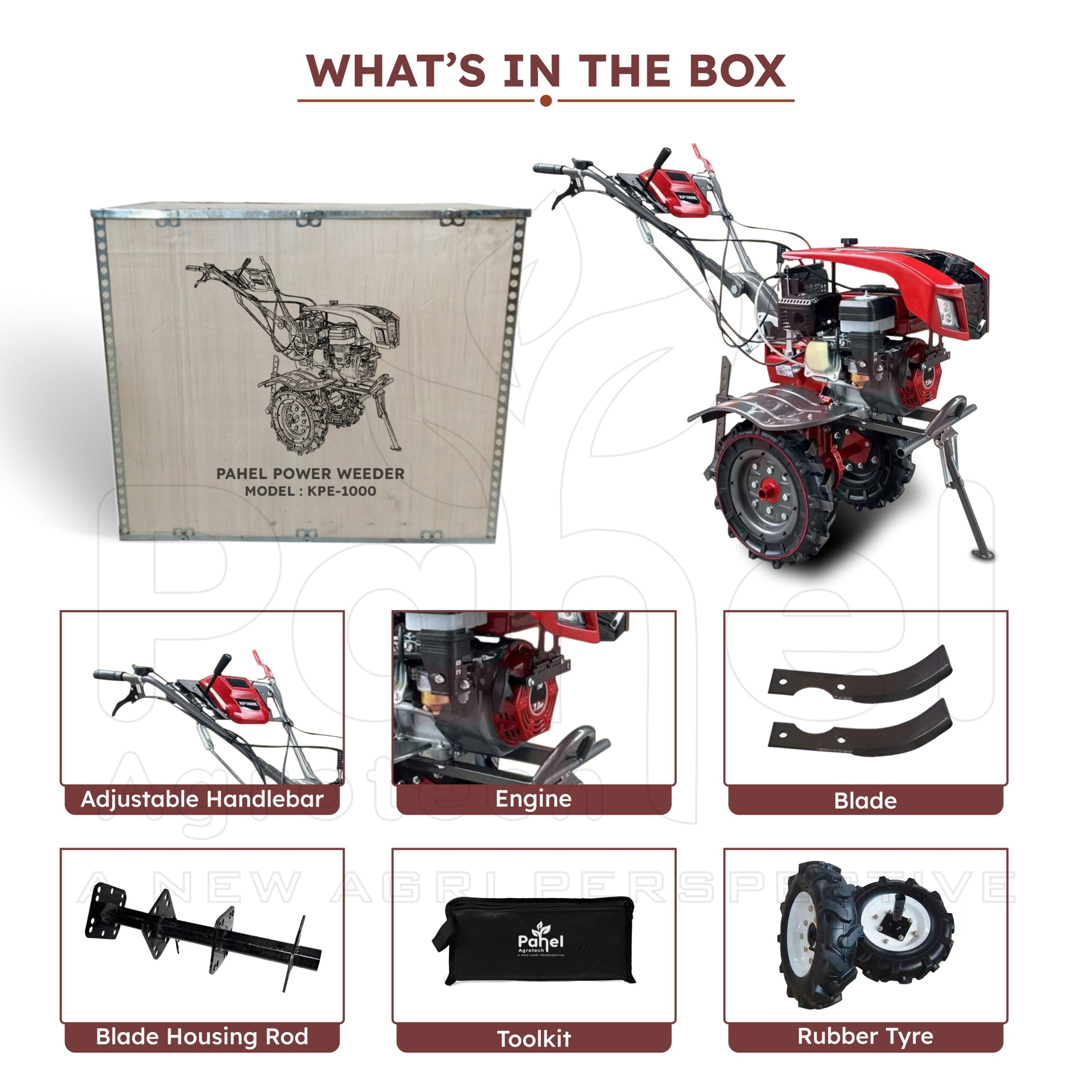 Pahel KPE 1000 Riga Italy 7 HP Petrol Power Weeder with Self Start, Gear Drive & Headlight