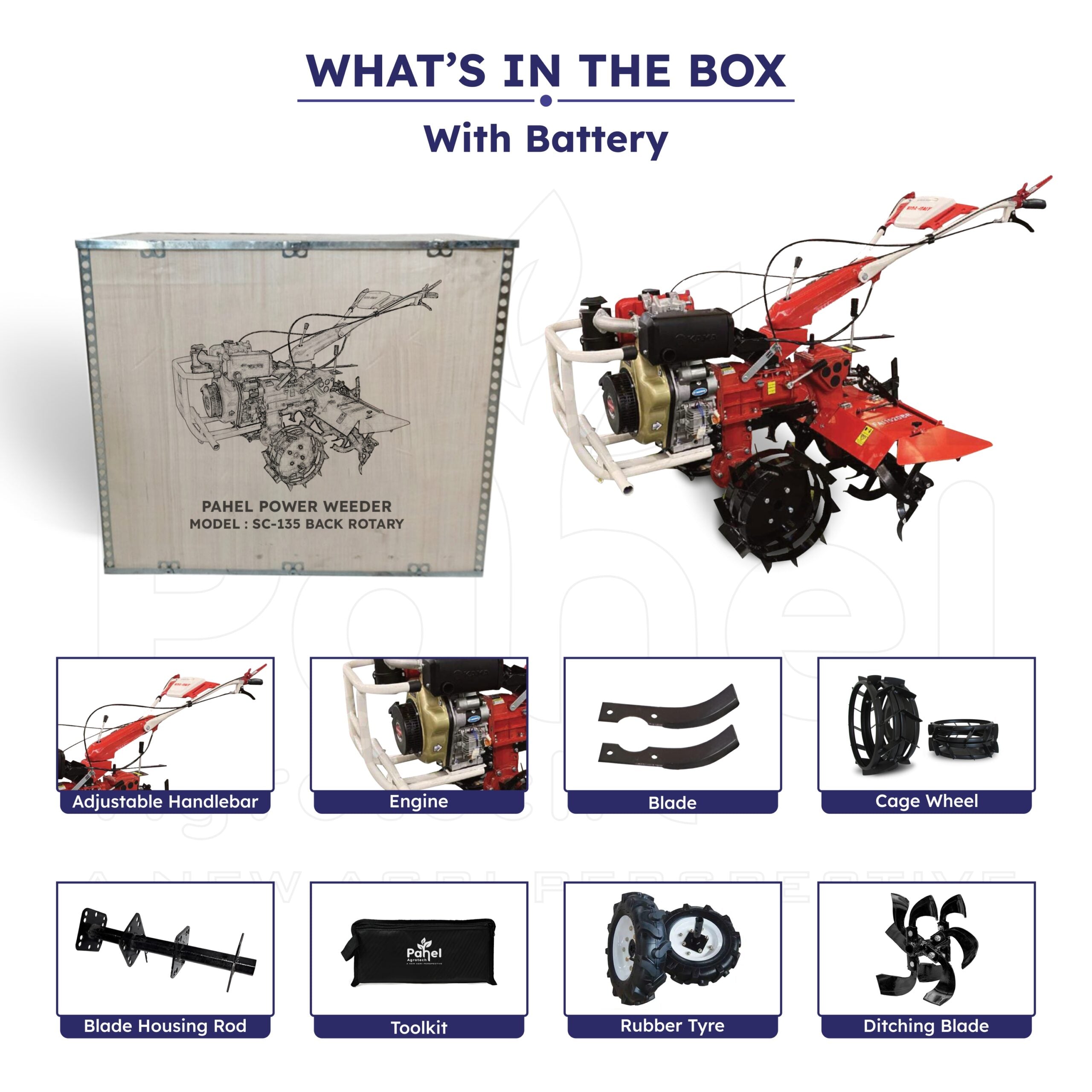 Pahel SC 135 Riga Italy Back Rotary 10 HP Diesel Power Weeder with self start