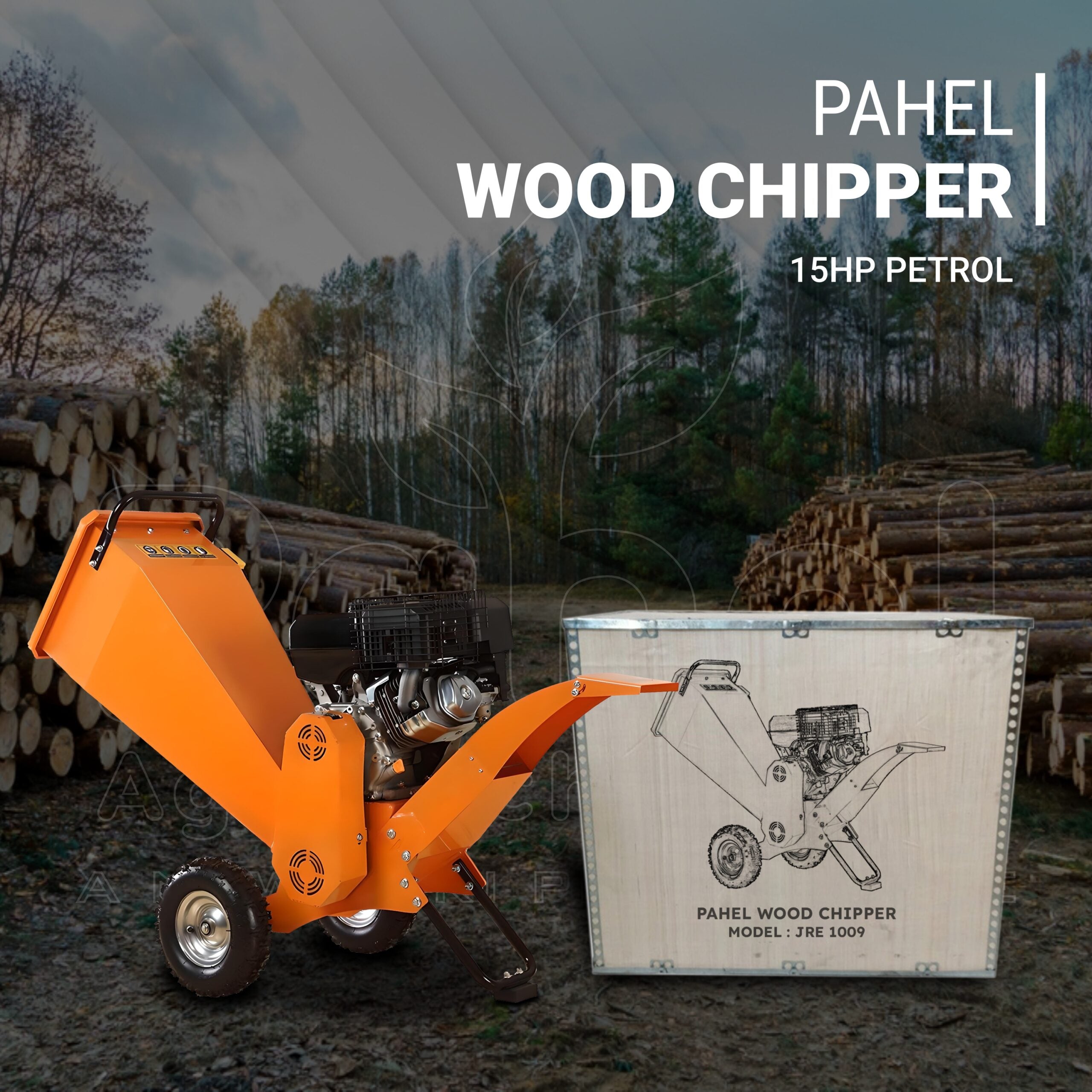 15 HP RATO Engine Wood Chipper Shredder – Heavy-Duty for Branches, Leaves & Coconut Waste