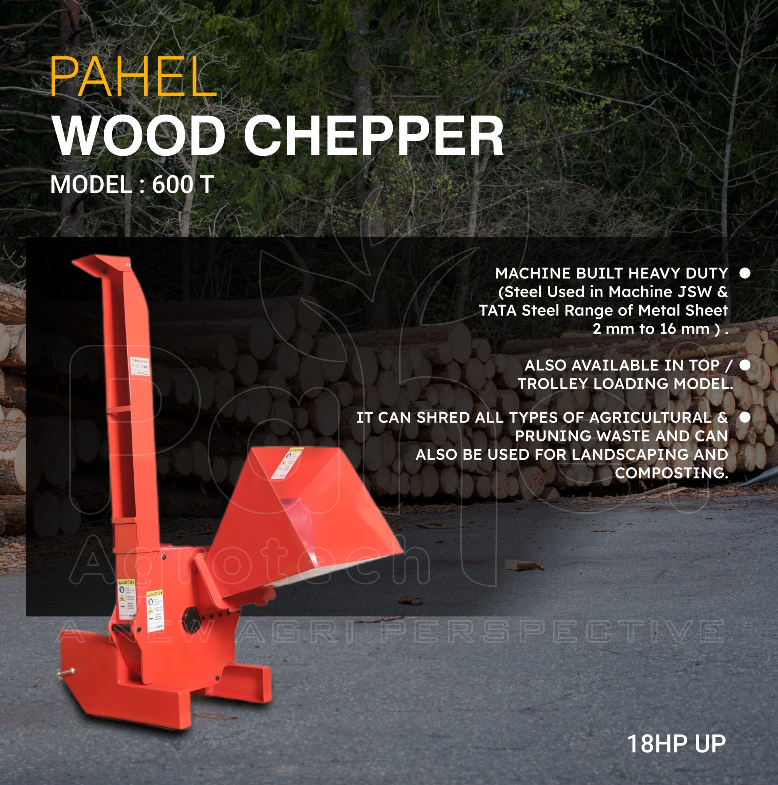 600T Tractor Operated Wood Chipper Shredder – High-Capacity Agricultural Shredder