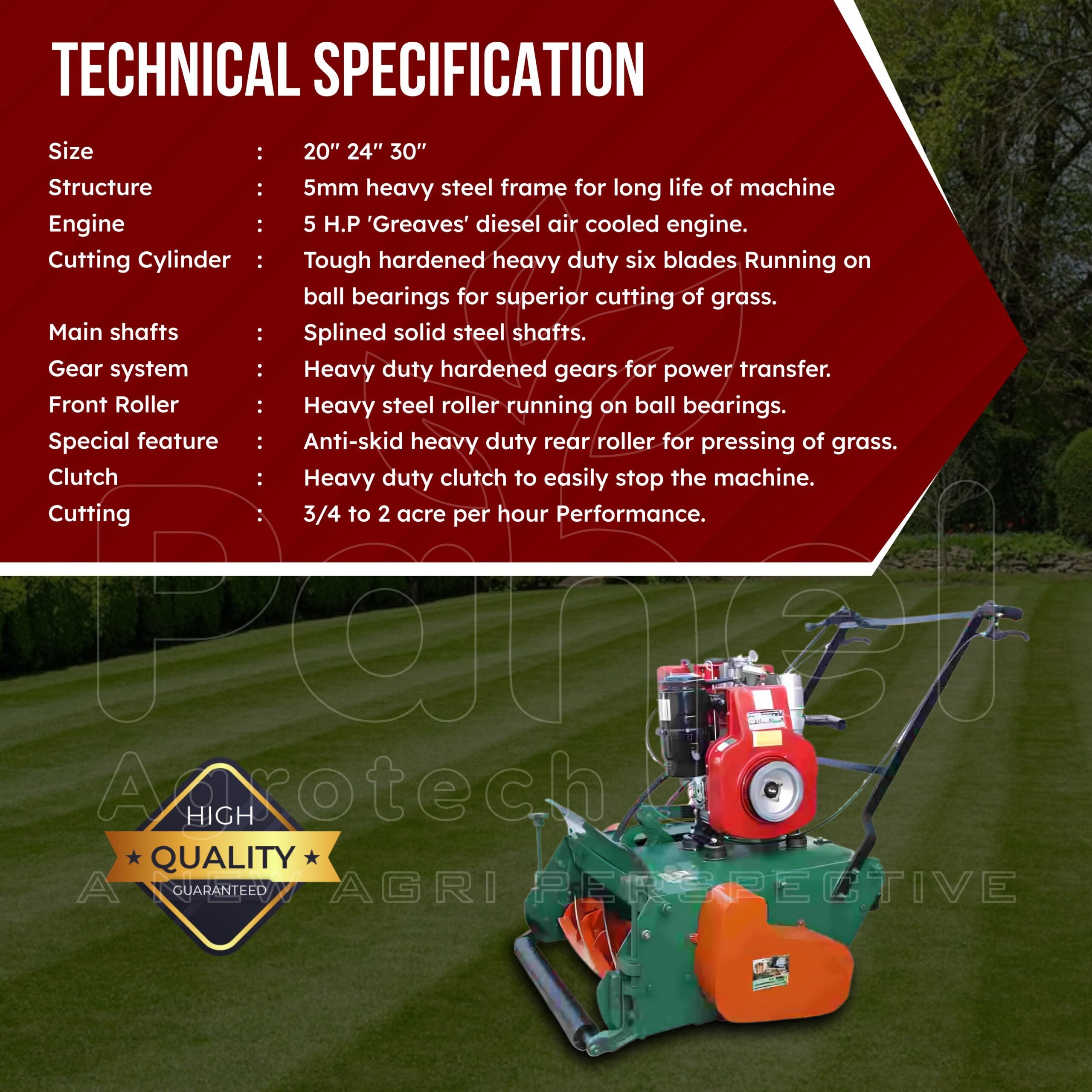 Pahel Diesel Roller Type Lawn Mower