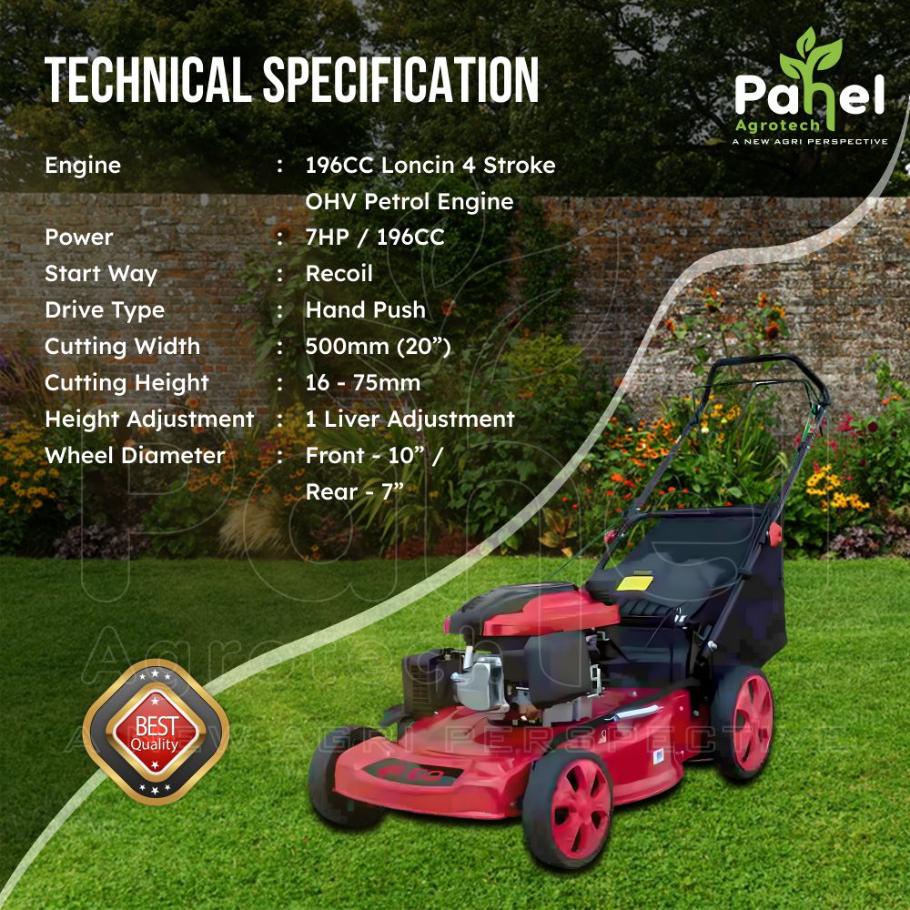 Pahel Hand Push 4 Stroke Petrol Power Rotary Lawn Mower