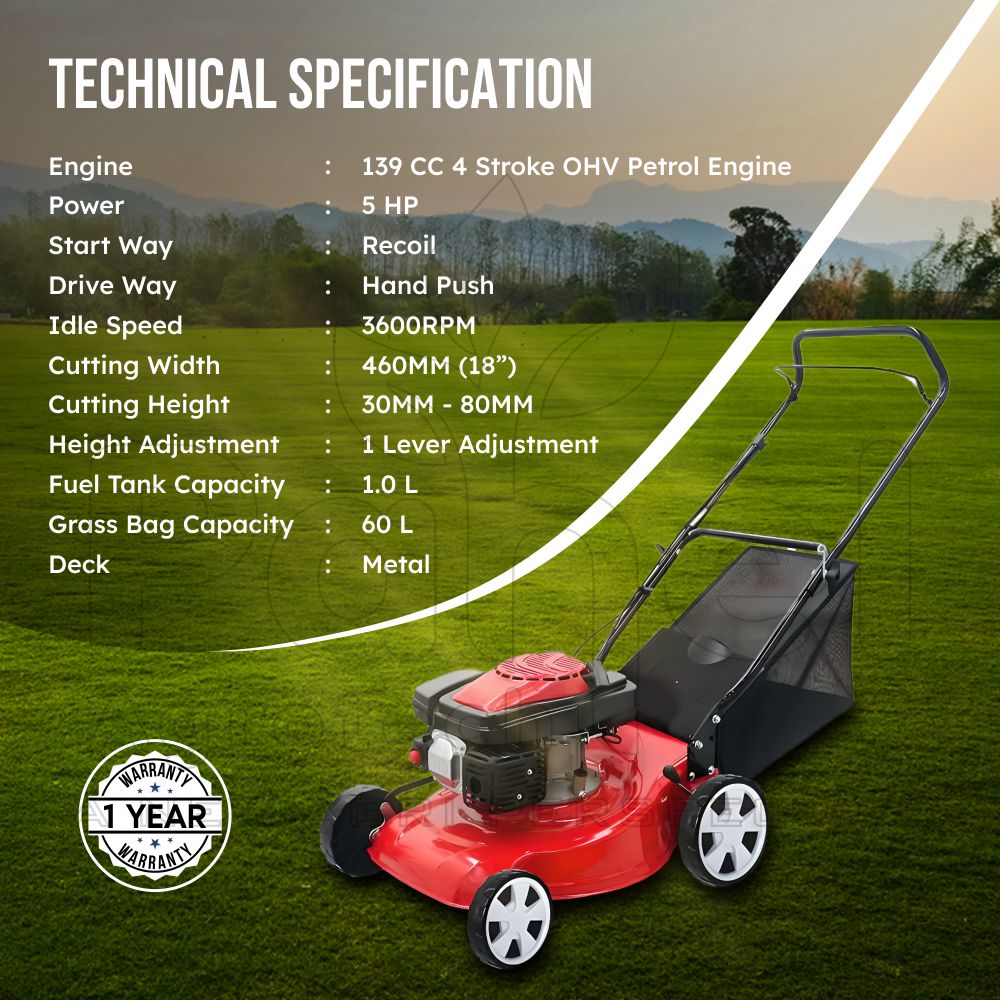 Pahel Hand Push 4 Stroke Petrol Power Rotary Lawn Mower