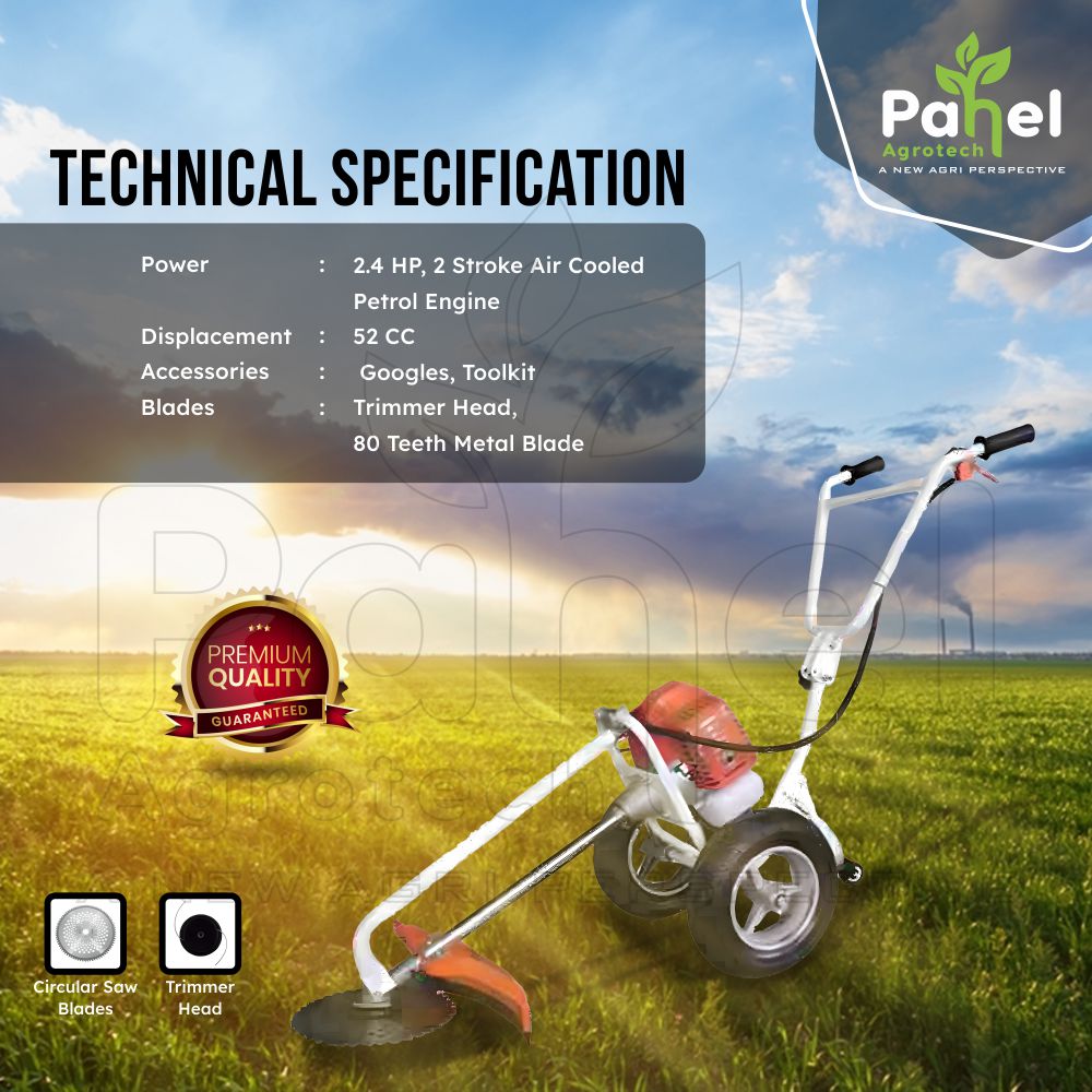 Pahel 52 CC 2 Stroke Trolley Brush Cutter (Wheel Type Brush Cutter)