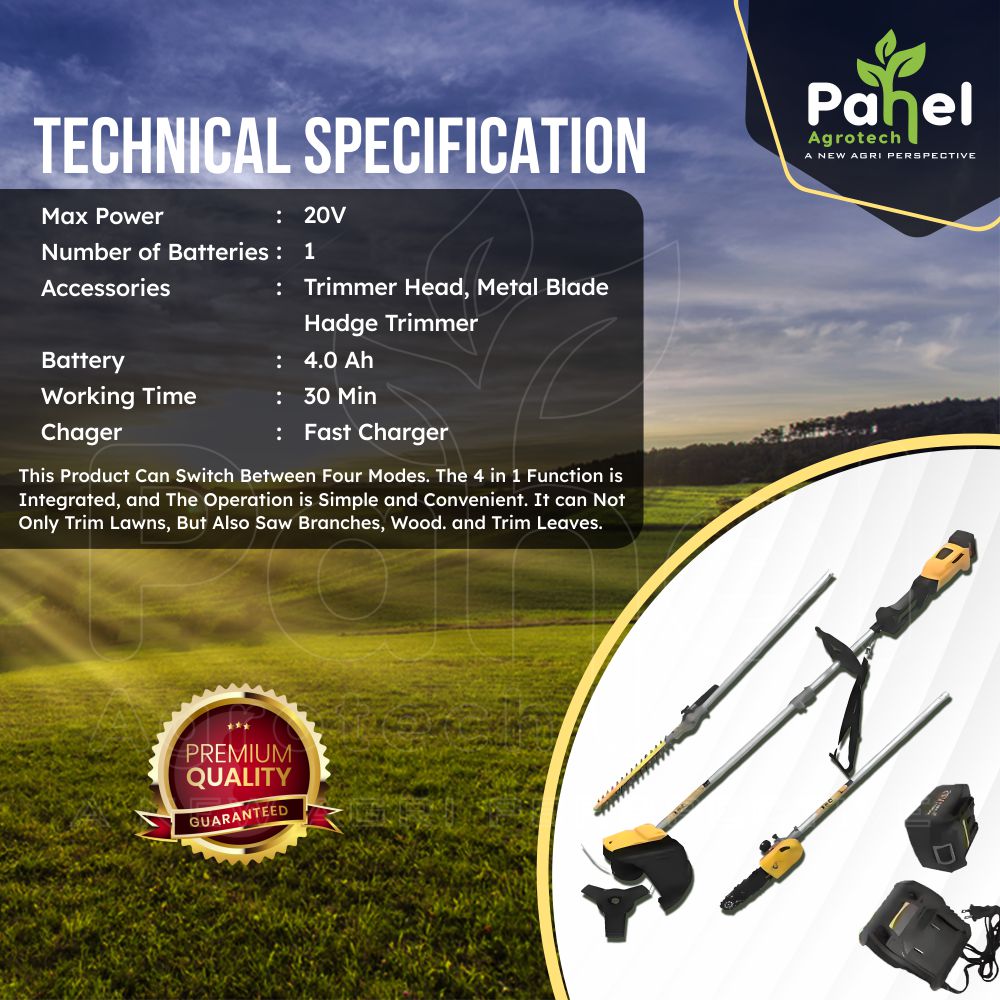 Pahel 4 in 1 Multi Tool Brush Cutter 20 V Cordless