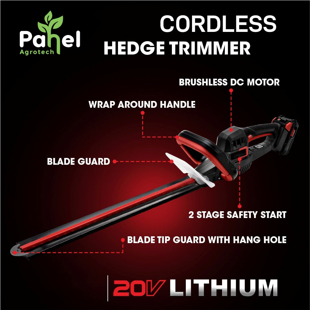 Pahel 20V Battery type Hedge Trimmer with 22 inches Blade (Battery & Charger Included)