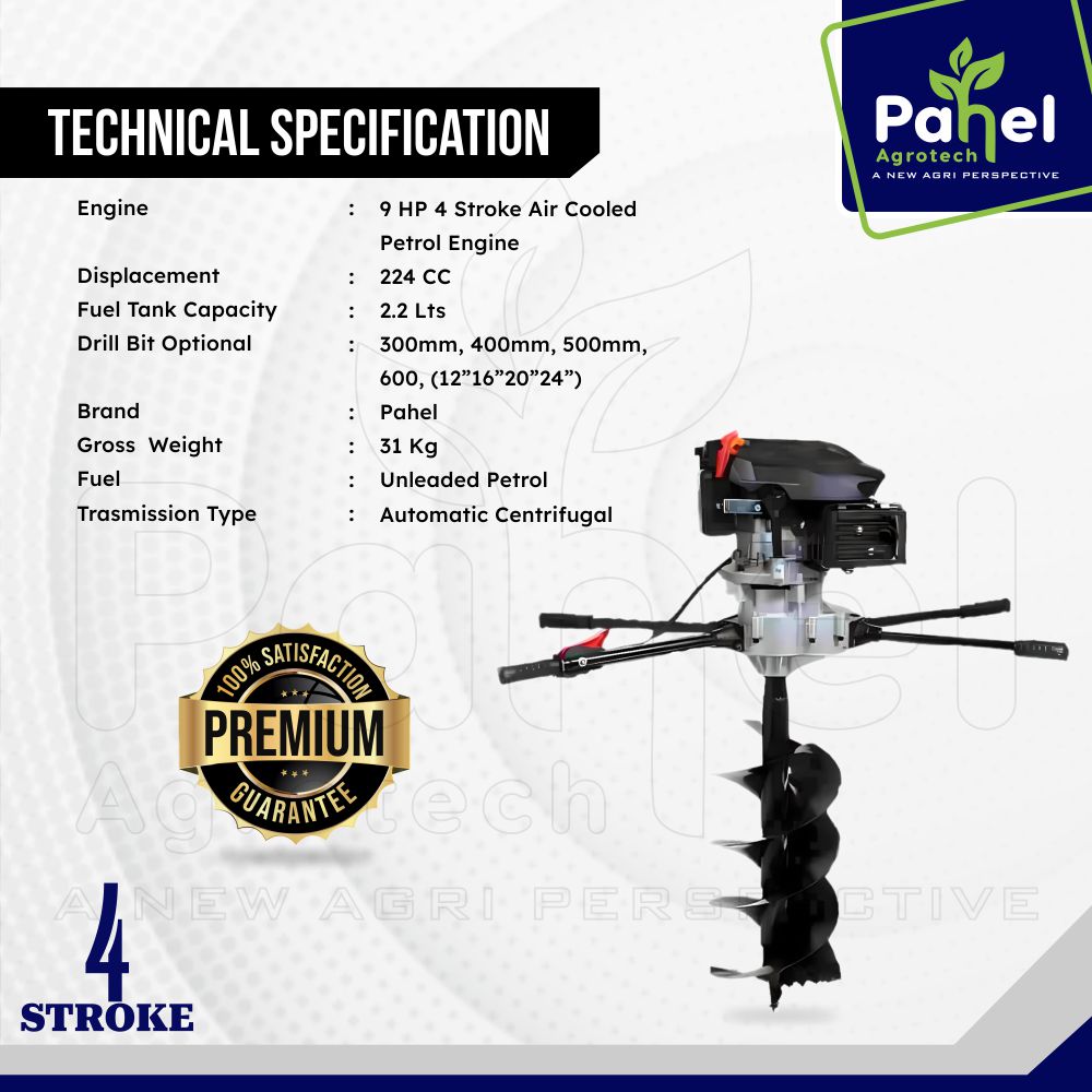 Pahel 224 CC 4 Stroke Petrol Earth Auger HEAVY DUTY