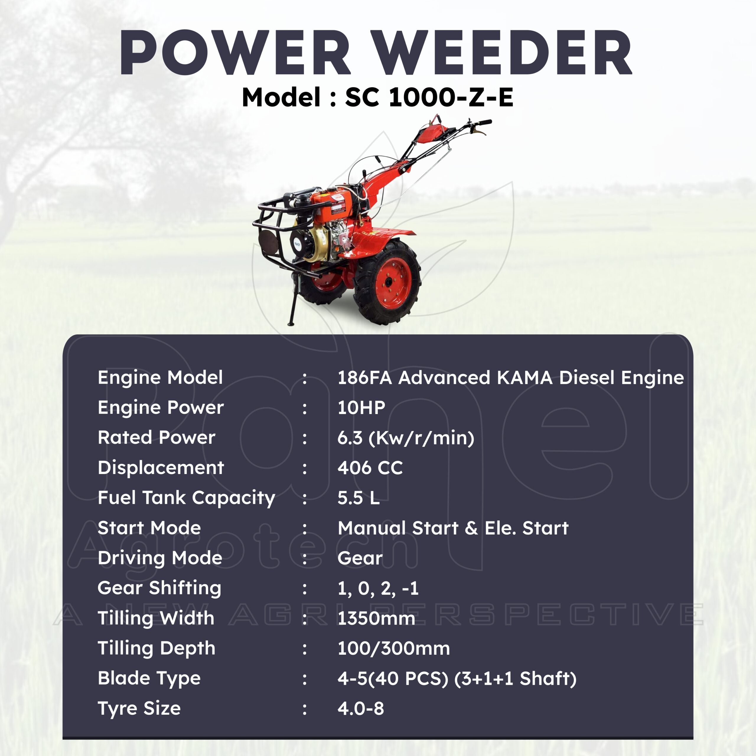 Pahel SC 1000-Z-E Riga Italy 10 HP Diesel Power Weeder