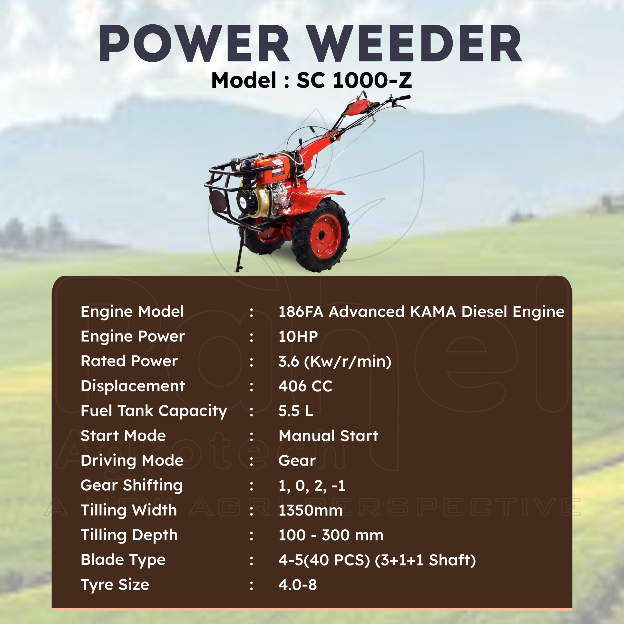 Pahel SC 1000-Z-E Riga Italy 10 HP Diesel Power Weeder
