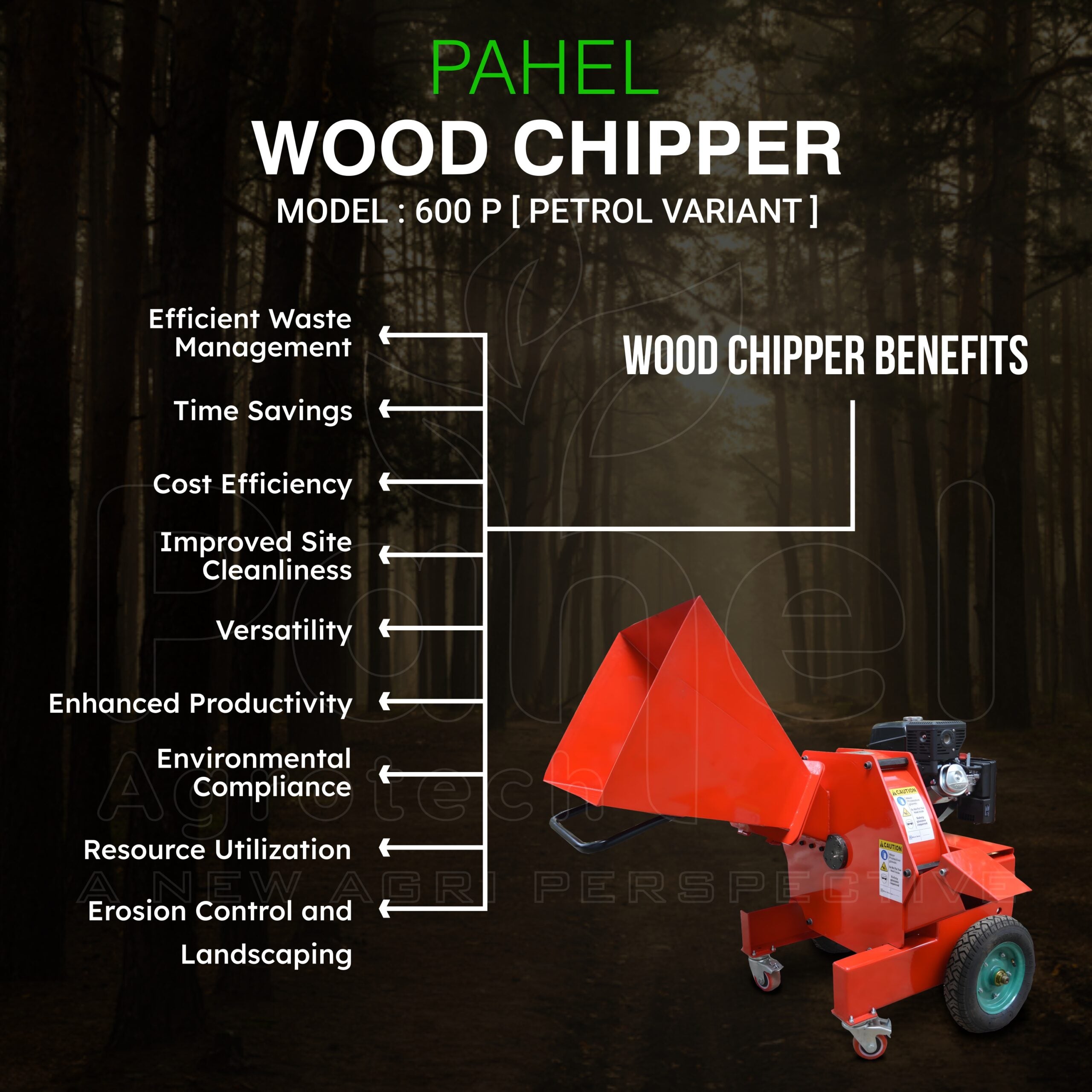 600P 10 Hp Petrol Wood Chipper – Portable Power for Efficient Chipping