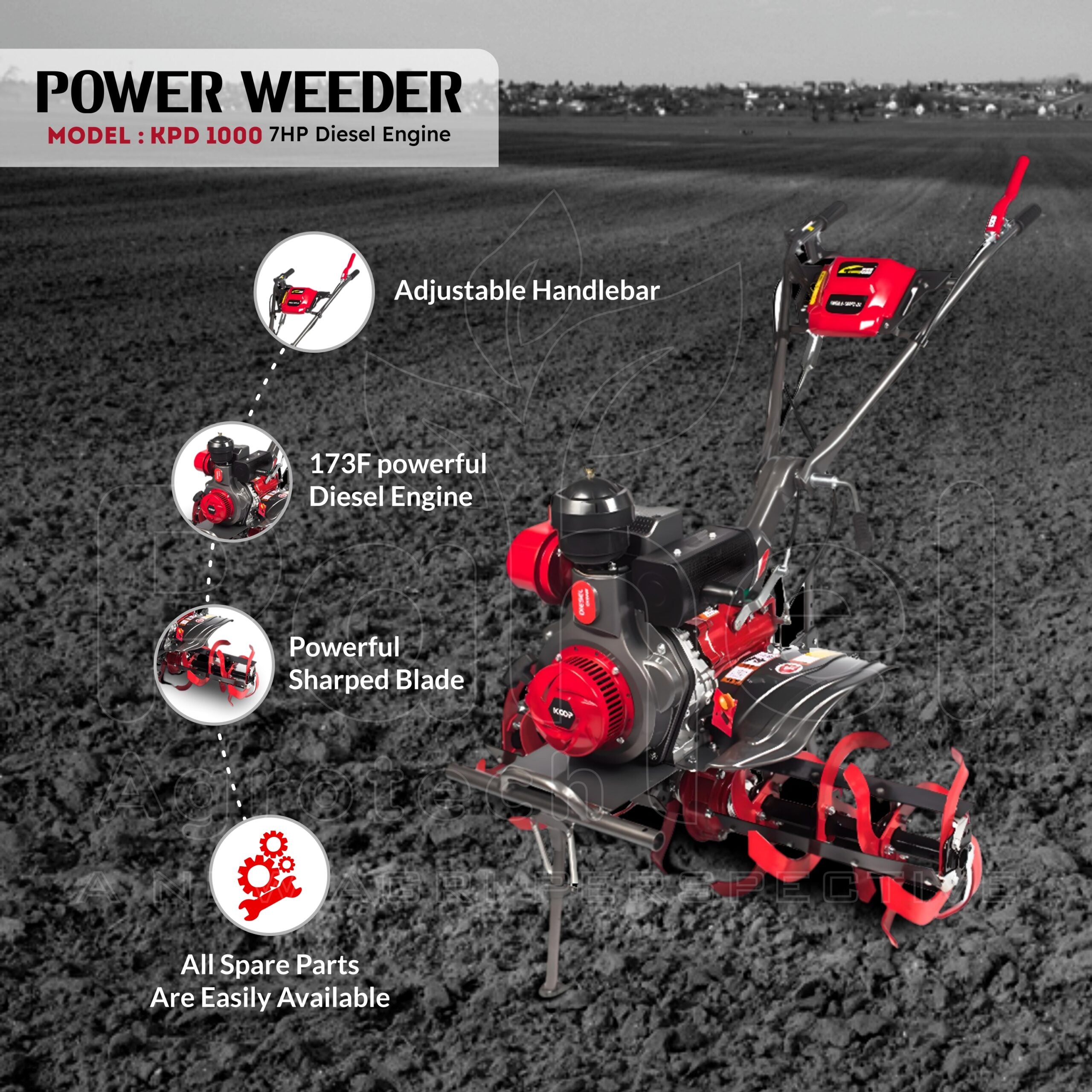 Pahel KPD 1000 Riga Italy 7 HP Diesel Power Weeder