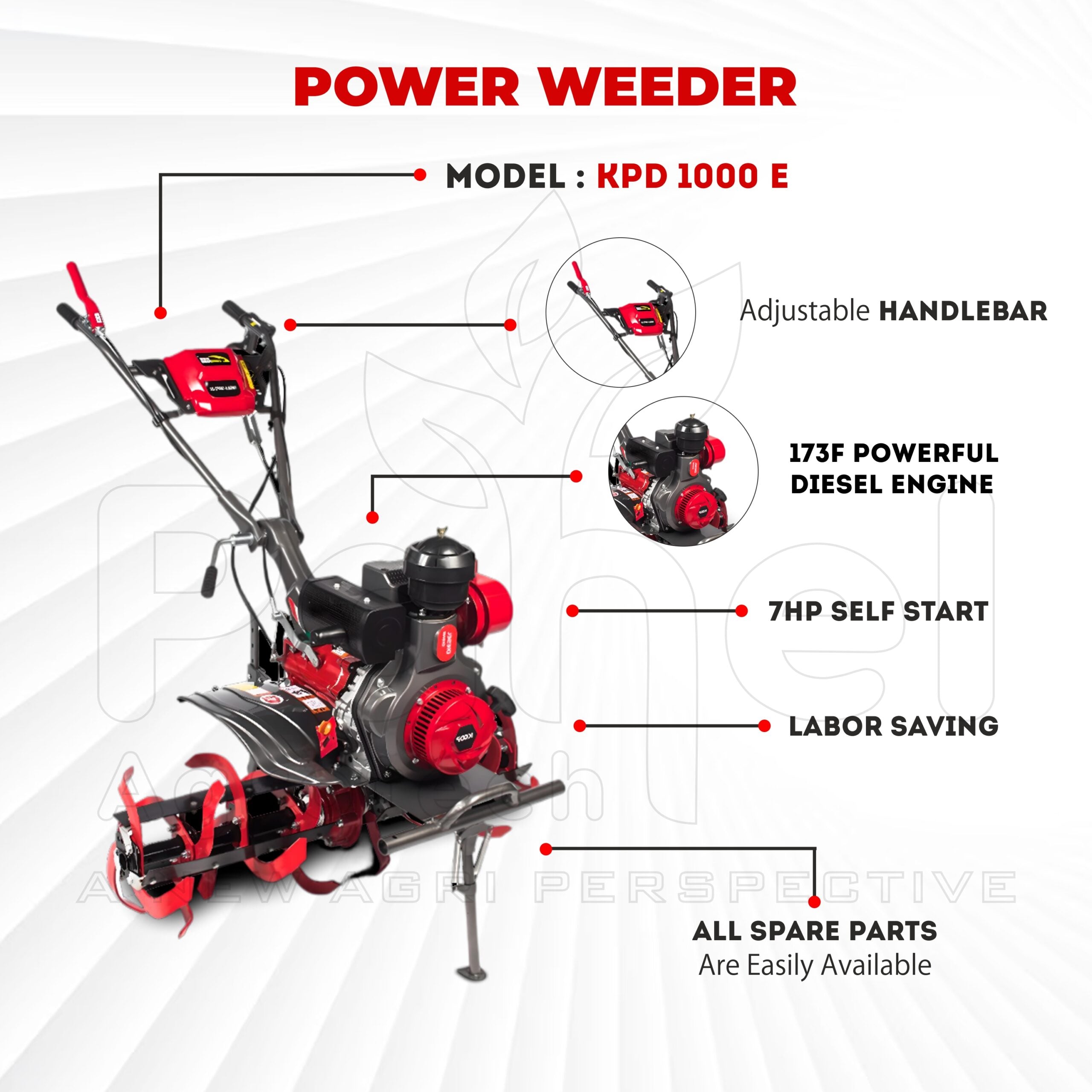 Pahel KPDE 1000 Riga Italy 7 HP Self Start Diesel Power Weeder