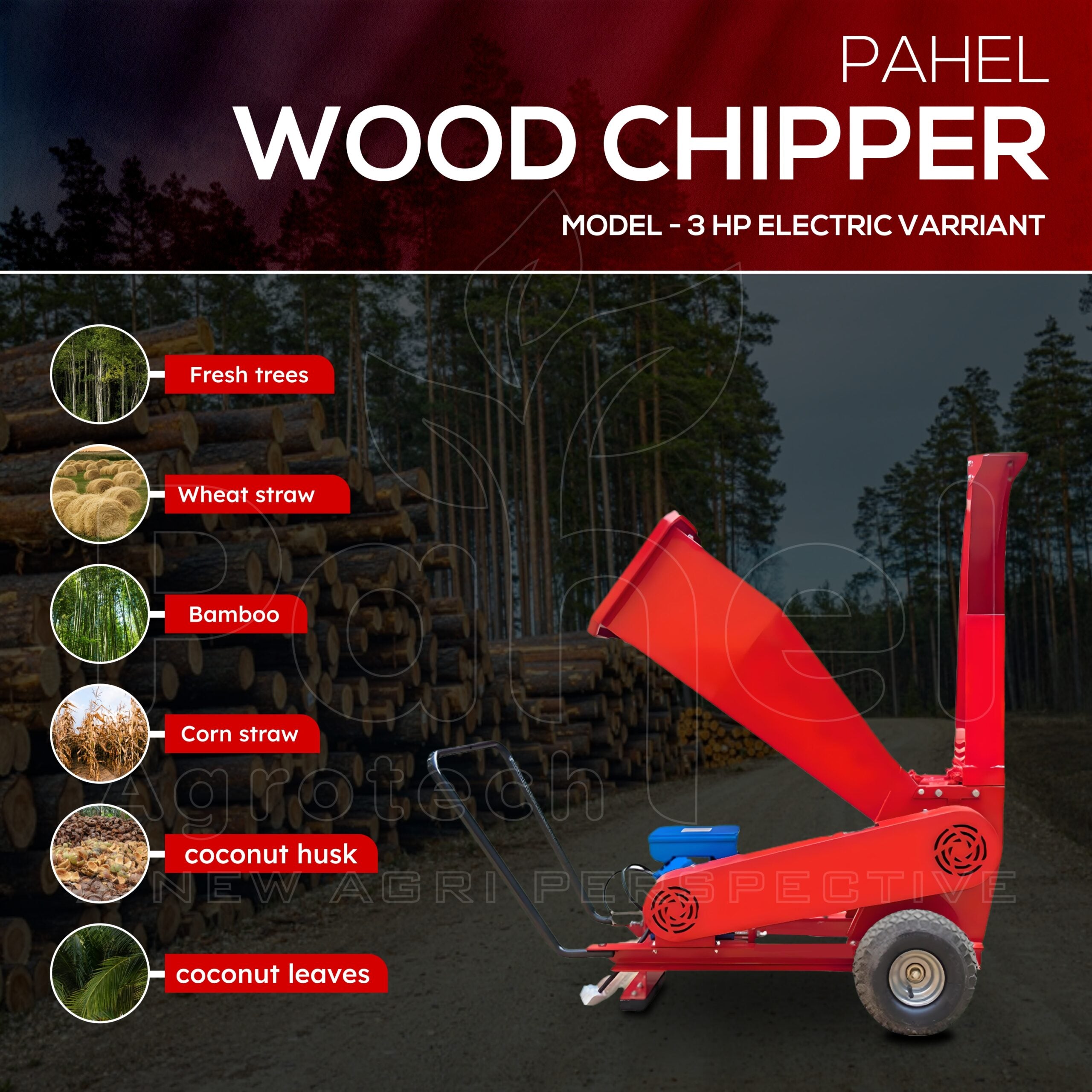 3HP Electric Wood Chipper – Eco-Friendly Shredding Solution