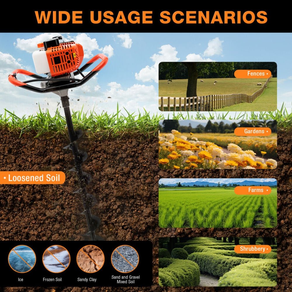 Pahel 68cc Earth Auger in use on rocky soil for construction project