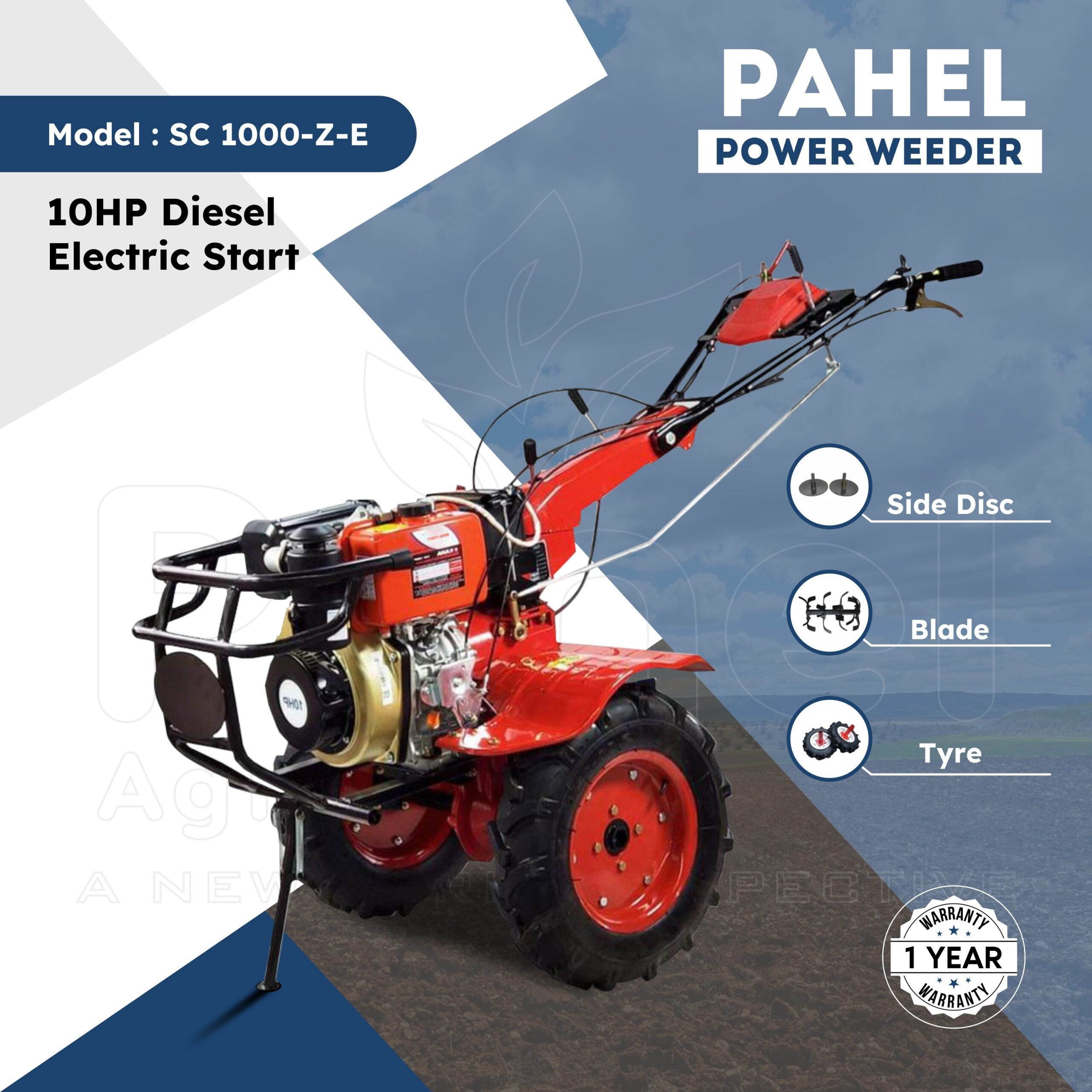 Pahel SC 1000-Z-E Riga Italy 10 HP Diesel Power Weeder