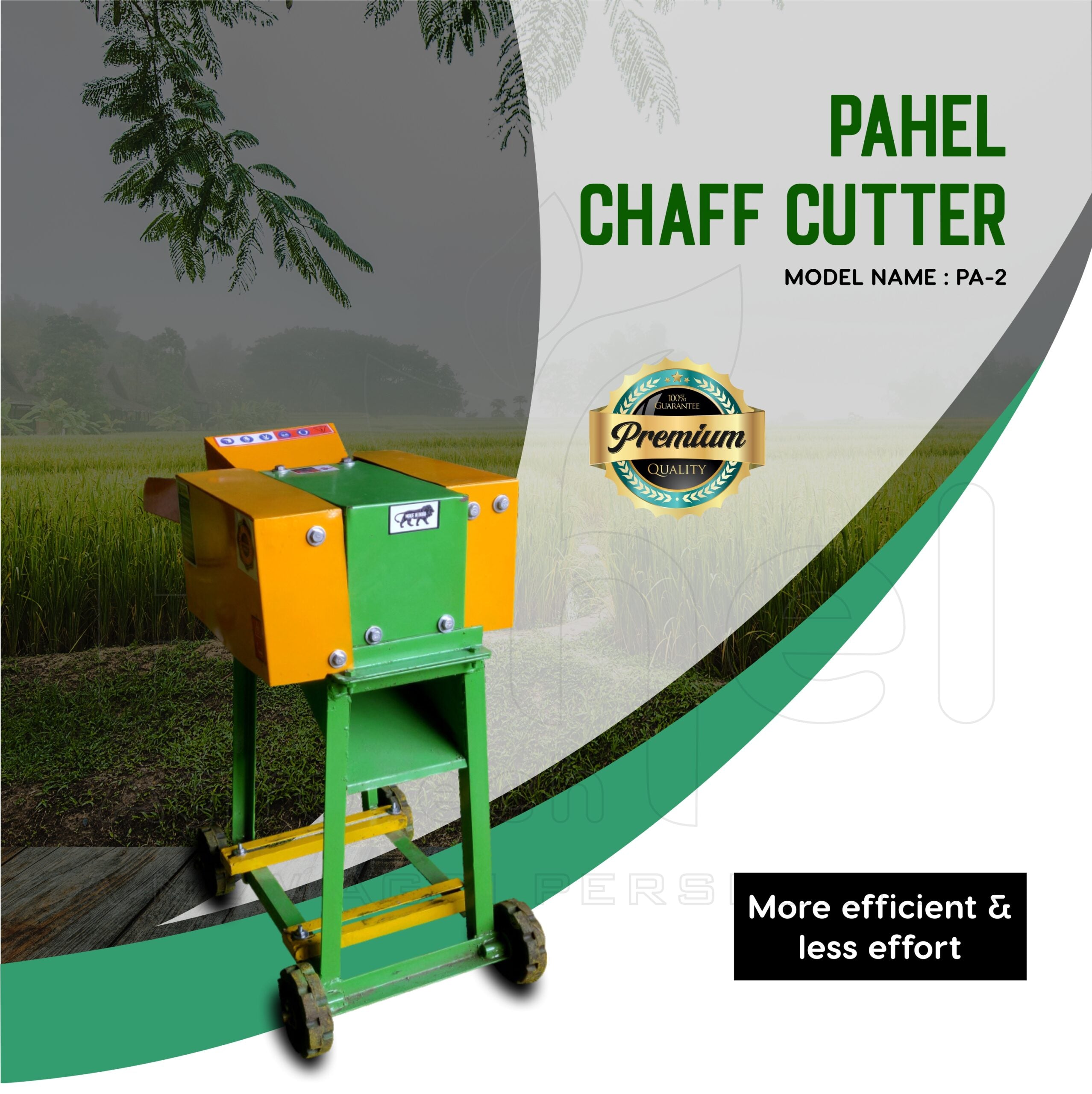 "Operational view of Pahel Mini Chaff Cutter processing fodder"