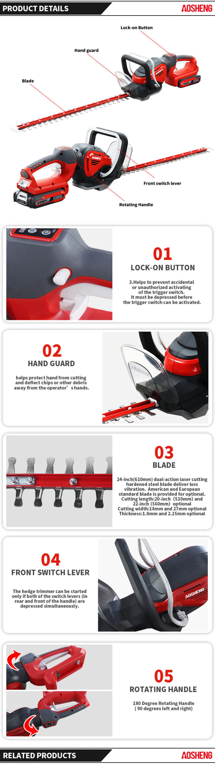 Pahel Twice Battery type 20 V Hedge Trimmer with 21 inches Blade