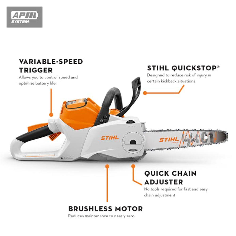 STIHL MSA 160 C-B 14″ Cordless Chainsaw Kit (AP 300 Battery & AL 300 Charger)