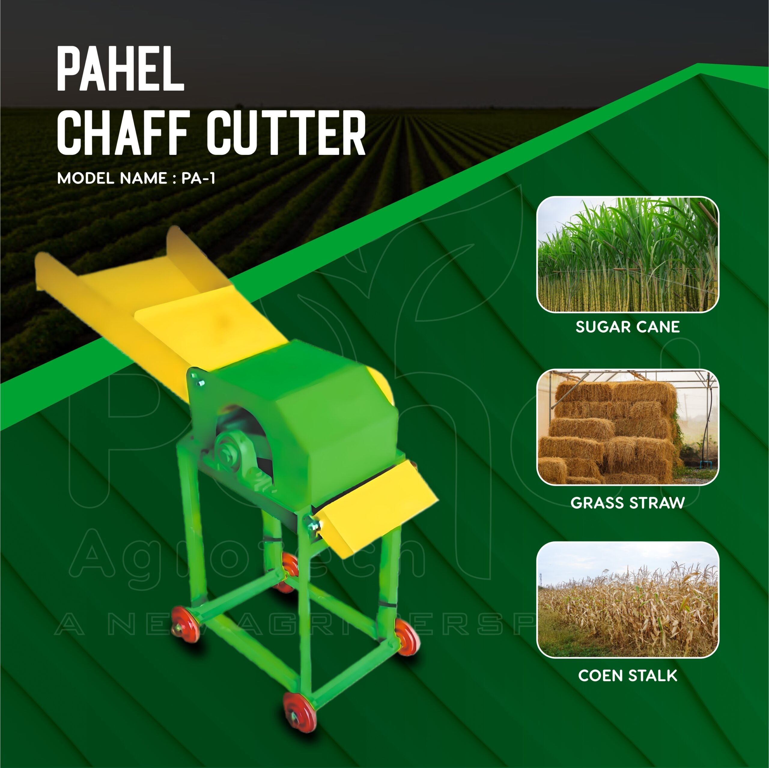 Side view of Pahel Compact Chaff Cutter in operation