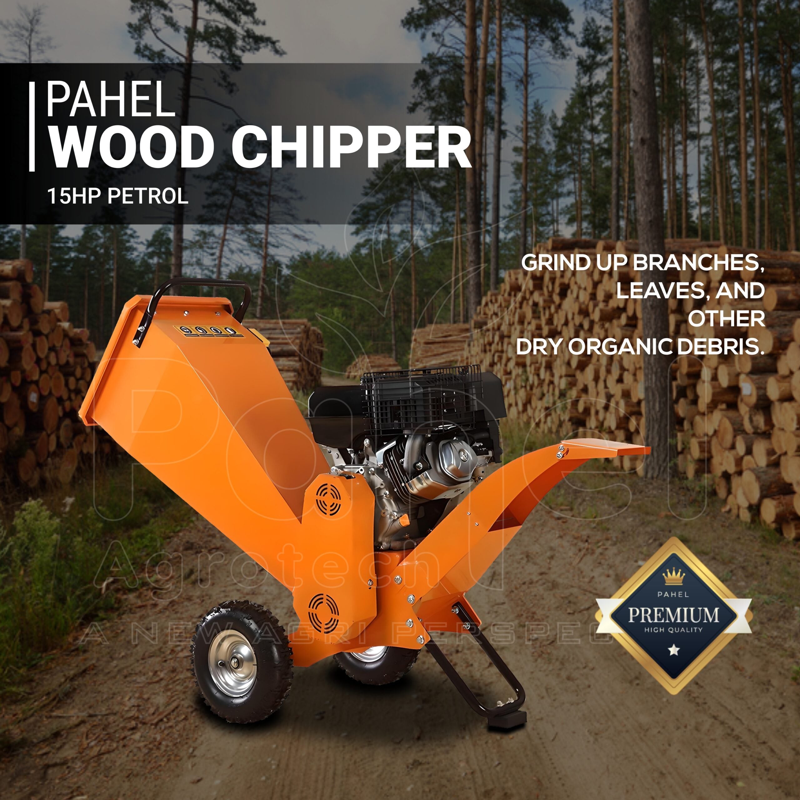 15 HP RATO Engine Wood Chipper Shredder – Heavy-Duty for Branches, Leaves & Coconut Waste