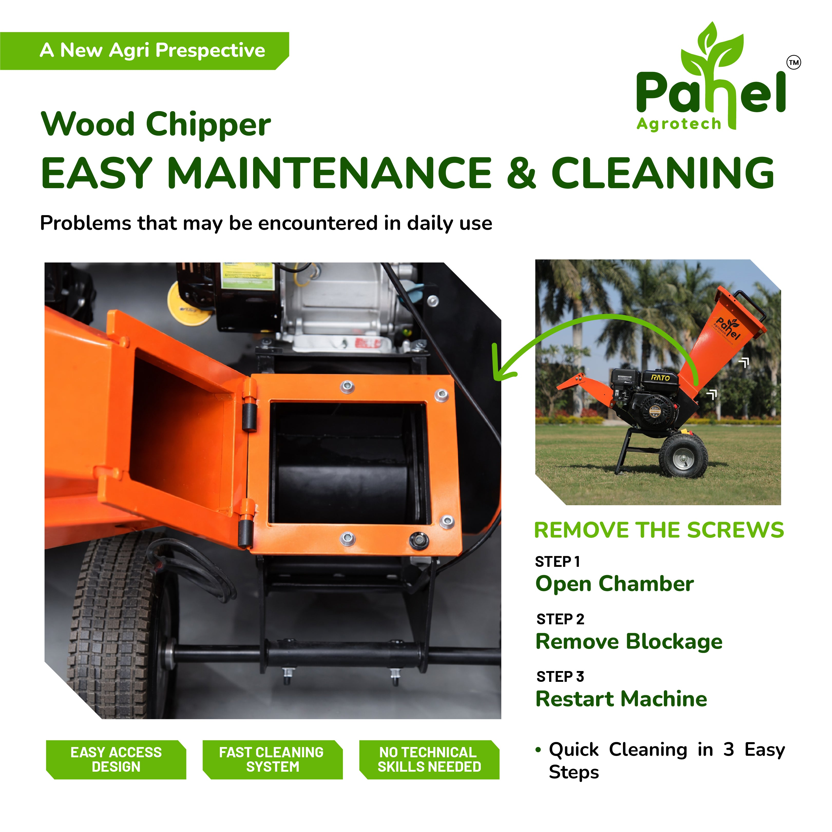 7 HP Mini Petrol Wood Chipper Shredder – Compact Direct Drive Design for Garden & Farm Waste
