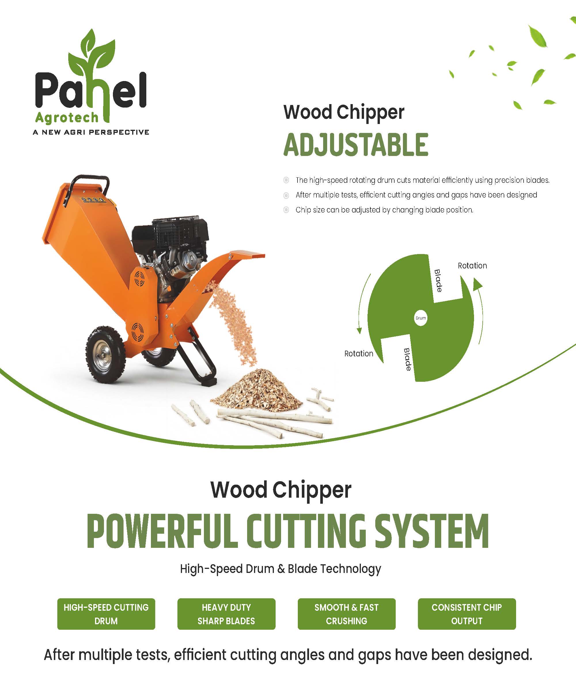 15 HP RATO Engine Wood Chipper Shredder – Heavy-Duty for Branches, Leaves & Coconut Waste