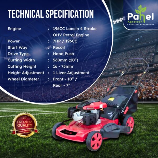 Hand Push 4 Stroke Petrol Power Rotary Lawn Mower - Image 4