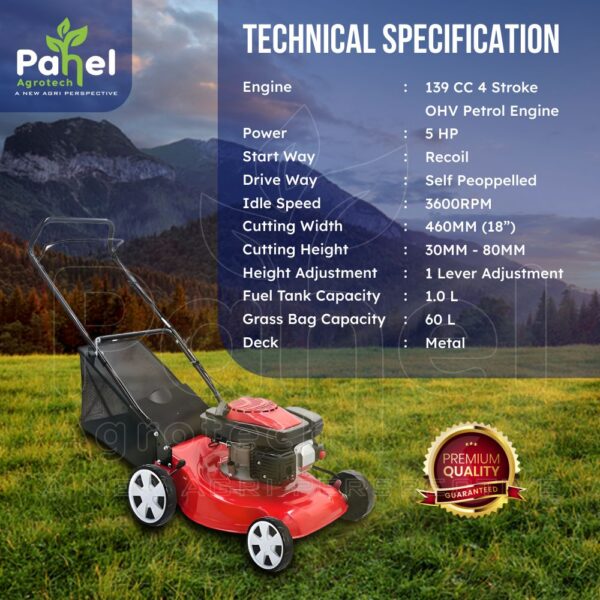 Self propelled 4 Stroke Petrol Power Rotary Lawn Mower - Image 7